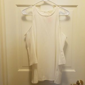 White cold shoulder blouse